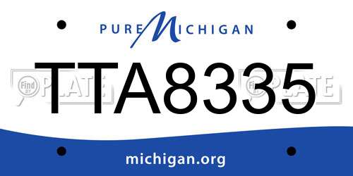 TTA8335 Michigan License Plate