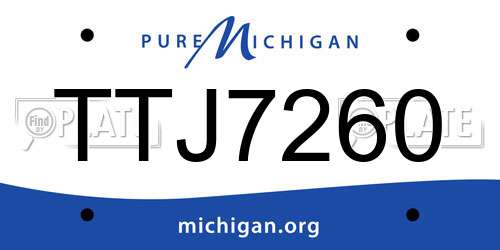TTJ7260 Michigan License Plate