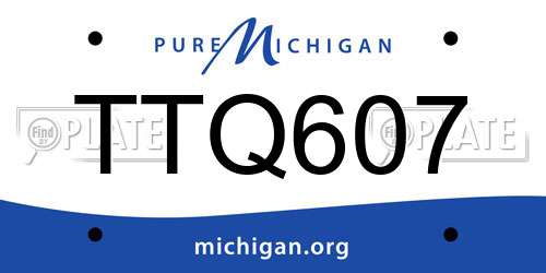 TTQ607 Michigan License Plate