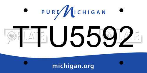 TTU5592 Michigan License Plate