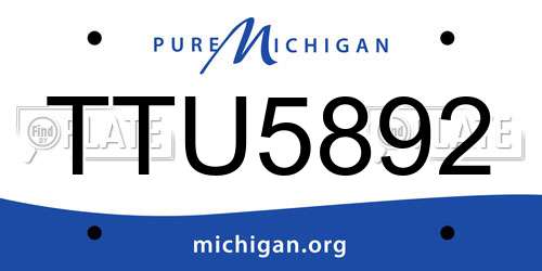 TTU5892 Michigan License Plate