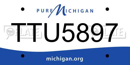TTU5897 Michigan License Plate