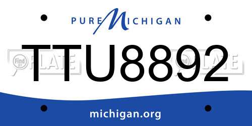 TTU8892 Michigan License Plate