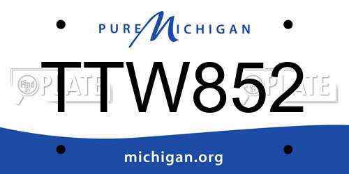 TTW852 Michigan License Plate