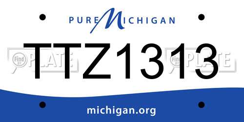 TTZ1313 Michigan License Plate