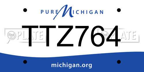 TTZ764 Michigan License Plate