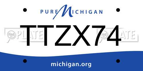 TTZX74 Michigan License Plate