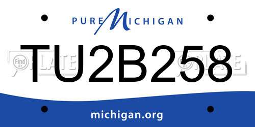 TU2B258 Michigan License Plate