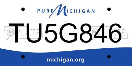 TU5G846 Michigan License Plate
