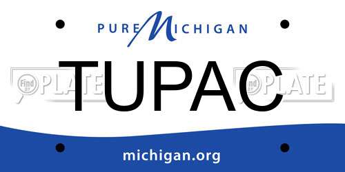 TUPAC Michigan License Plate
