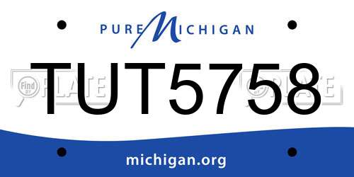 TUT5758 Michigan License Plate
