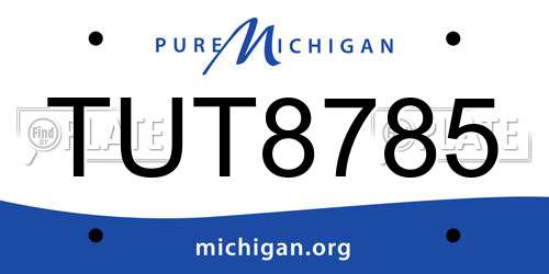 TUT8785 Michigan License Plate