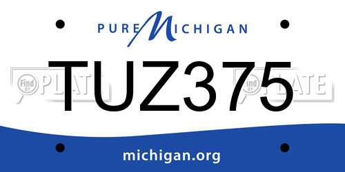 TUZ375 Michigan License Plate