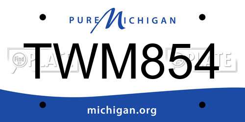 TWM854 Michigan License Plate