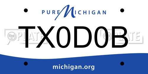 TX0D0B Michigan License Plate