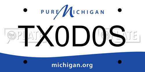 TX0D0S Michigan License Plate