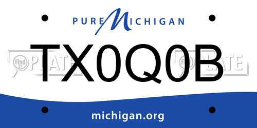 TX0Q0B Michigan License Plate