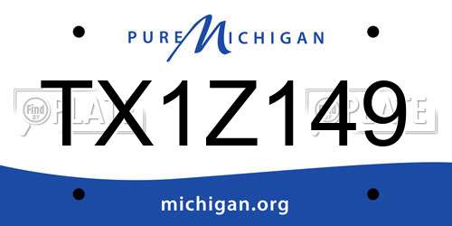 TX1Z149 Michigan License Plate