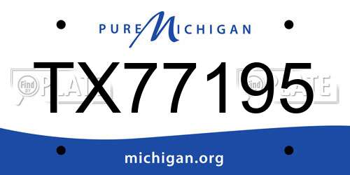TX77195 Michigan License Plate