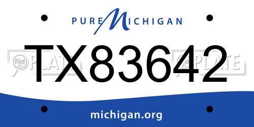 TX83642 Michigan License Plate