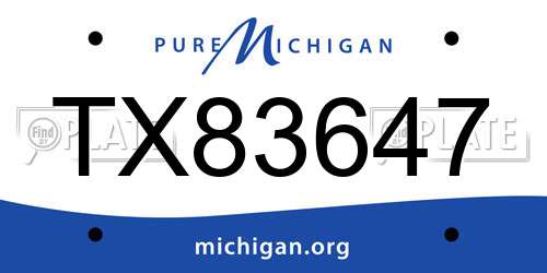TX83647 Michigan License Plate