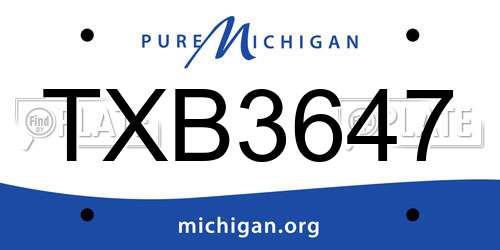 TXB3647 Michigan License Plate