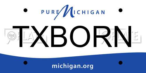 TXBORN Michigan License Plate