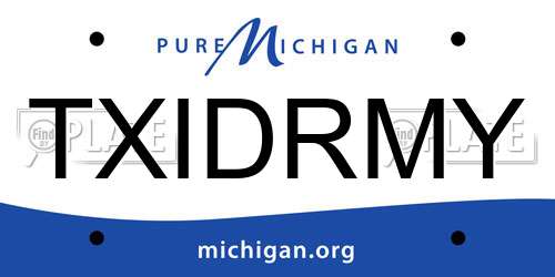 TXIDRMY Michigan License Plate