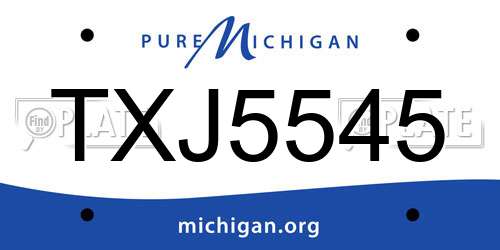 TXJ5545 Michigan License Plate