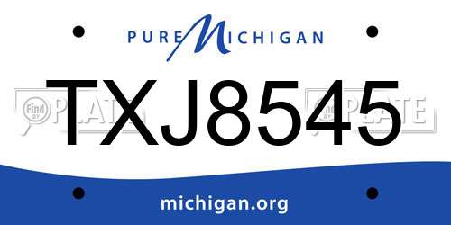 TXJ8545 Michigan License Plate