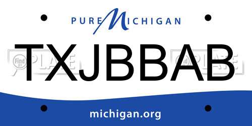 TXJBBAB Michigan License Plate