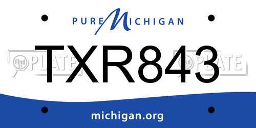 TXR843 Michigan License Plate