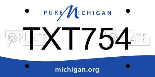 TXT754 Michigan License Plate