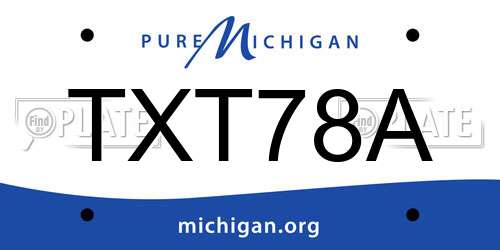 TXT78A Michigan License Plate