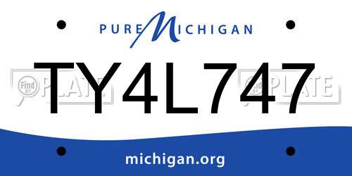 TY4L747 Michigan License Plate