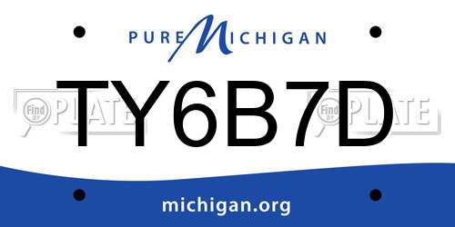 TY6B7D Michigan License Plate