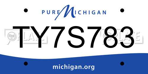 TY7S783 Michigan License Plate