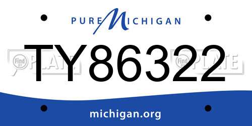 TY86322 Michigan License Plate