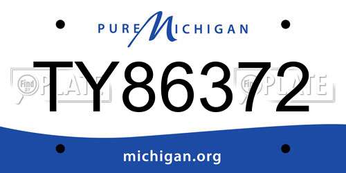 TY86372 Michigan License Plate