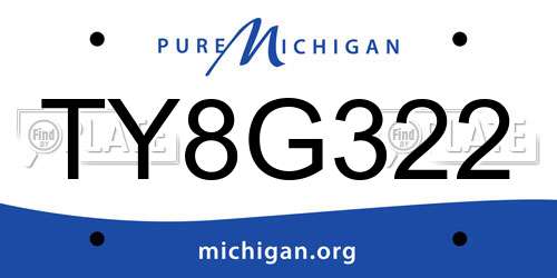 TY8G322 Michigan License Plate