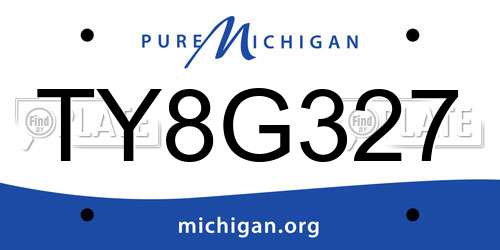 TY8G327 Michigan License Plate
