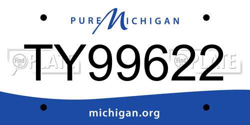 TY99622 Michigan License Plate