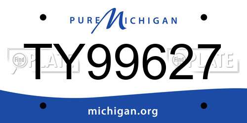 TY99627 Michigan License Plate