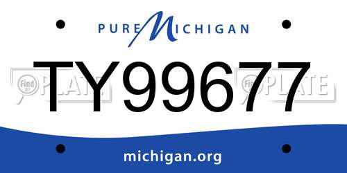 TY99677 Michigan License Plate