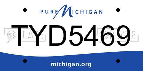 TYD5469 Michigan License Plate