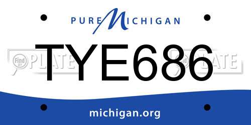 TYE686 Michigan License Plate
