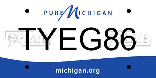 TYEG86 Michigan License Plate