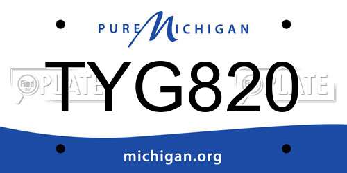 TYG820 Michigan License Plate
