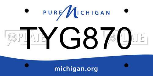 TYG870 Michigan License Plate