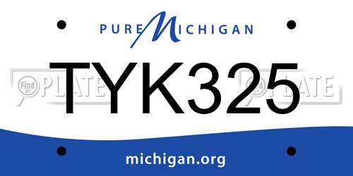 TYK325 Michigan License Plate